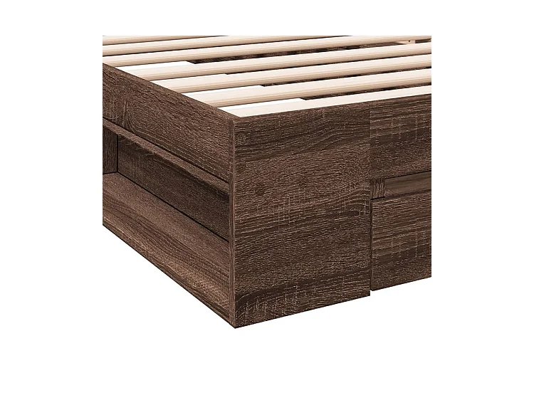 Cadre de lit et tiroir chêne marron 100x200 bois ingénierie