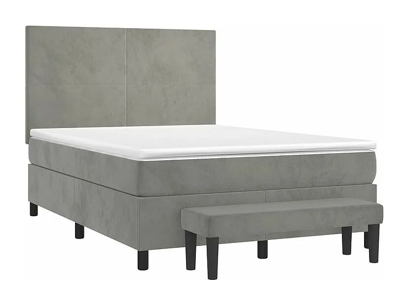 Sommier à lattes de lit et matelas Gris clair 140x190 Velours