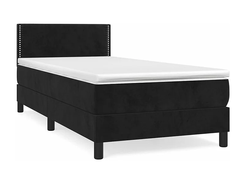 Sommier à lattes de lit avec matelas Noir 90x200 Velours