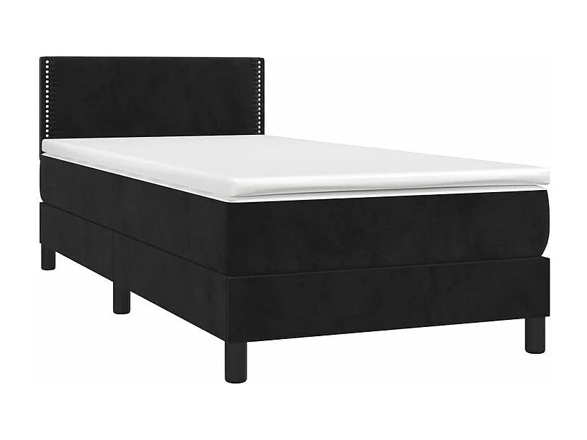 Sommier à lattes de lit avec matelas Noir 90x200 Velours