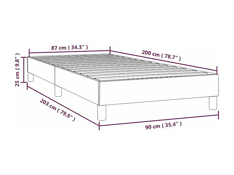 Cadre de lit Gris 90x200 Similicuir