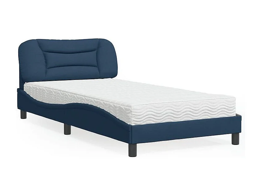 Lit avec matelas bleu 100x200 tissu
