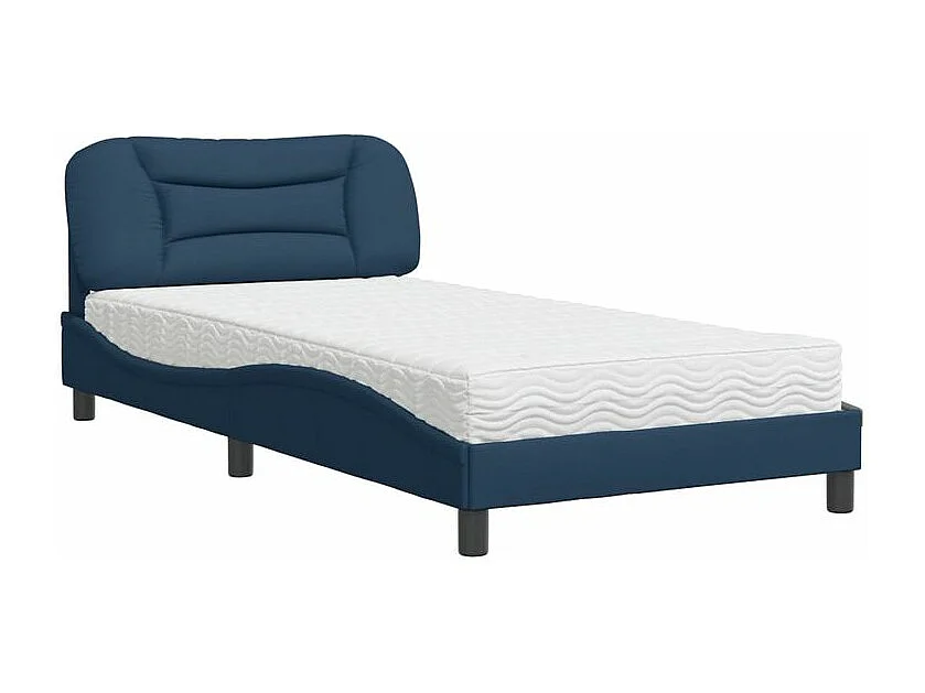 Lit avec matelas bleu 100x200 tissu