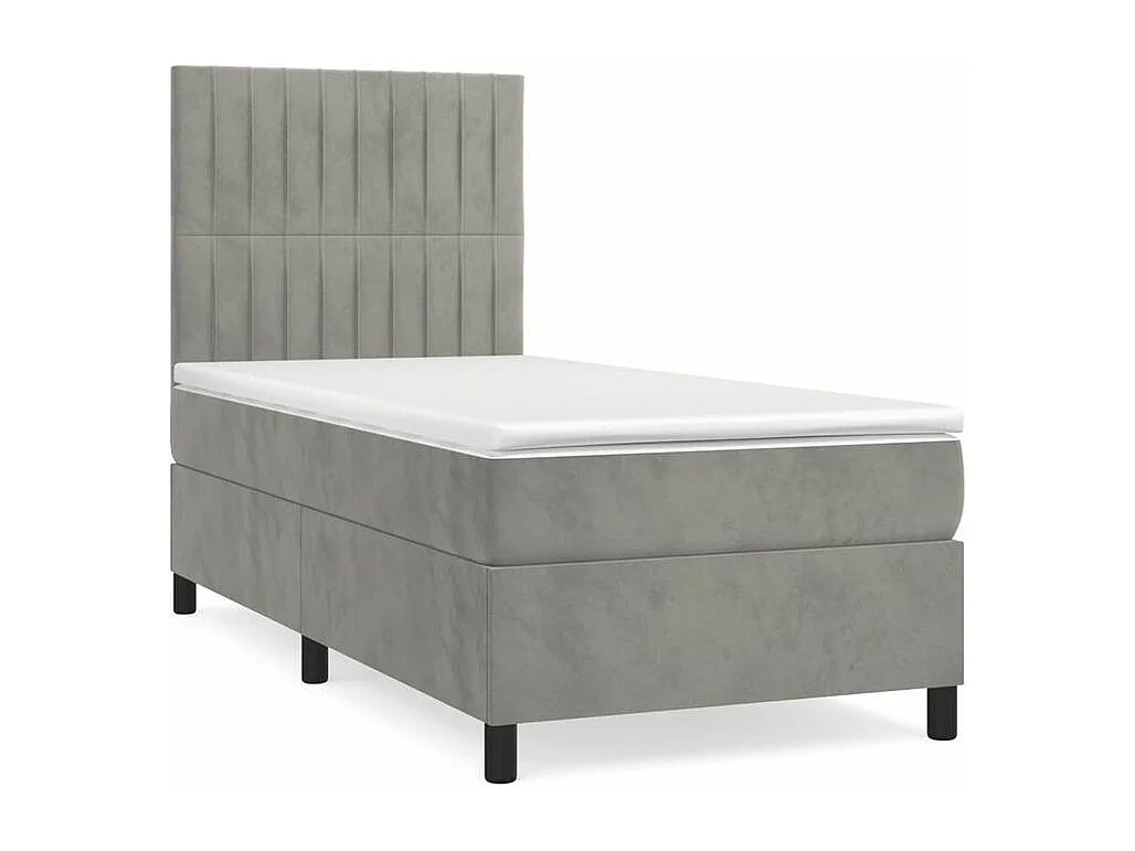 Sommier à lattes de lit et matelas Gris clair 90x190 Velours
