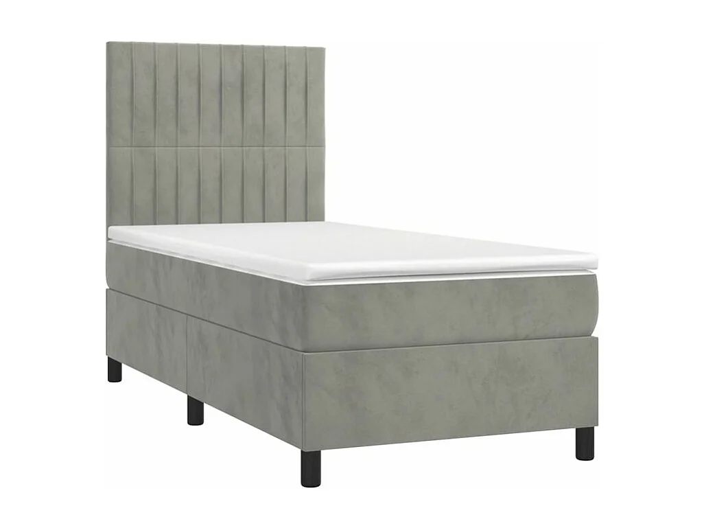 Sommier à lattes de lit et matelas Gris clair 90x190 Velours