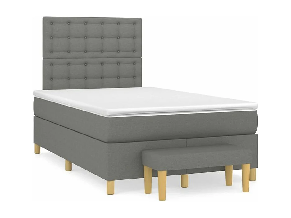 Sommier à lattes de lit avec matelas Gris foncé 120x200 Tissu