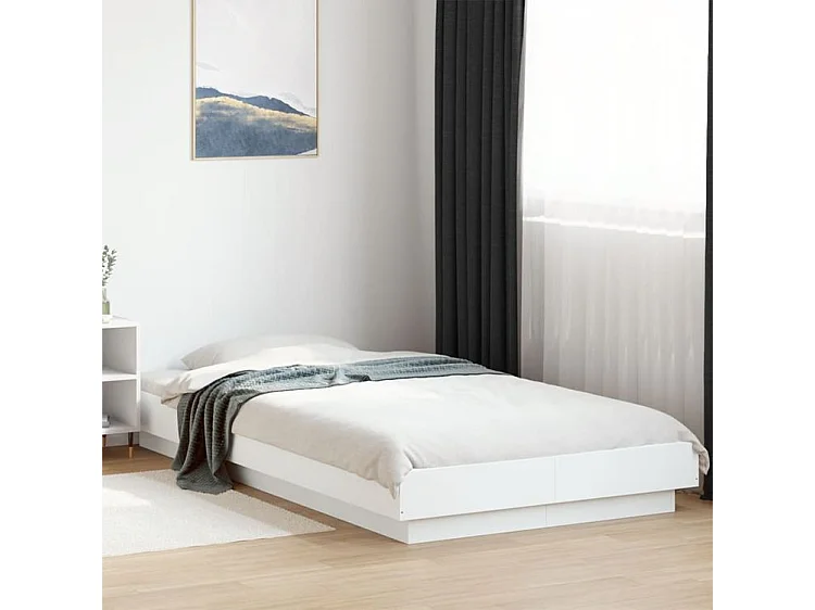 Cadre de lit avec lumières LED blanc 75x190 bois d'ingénierie