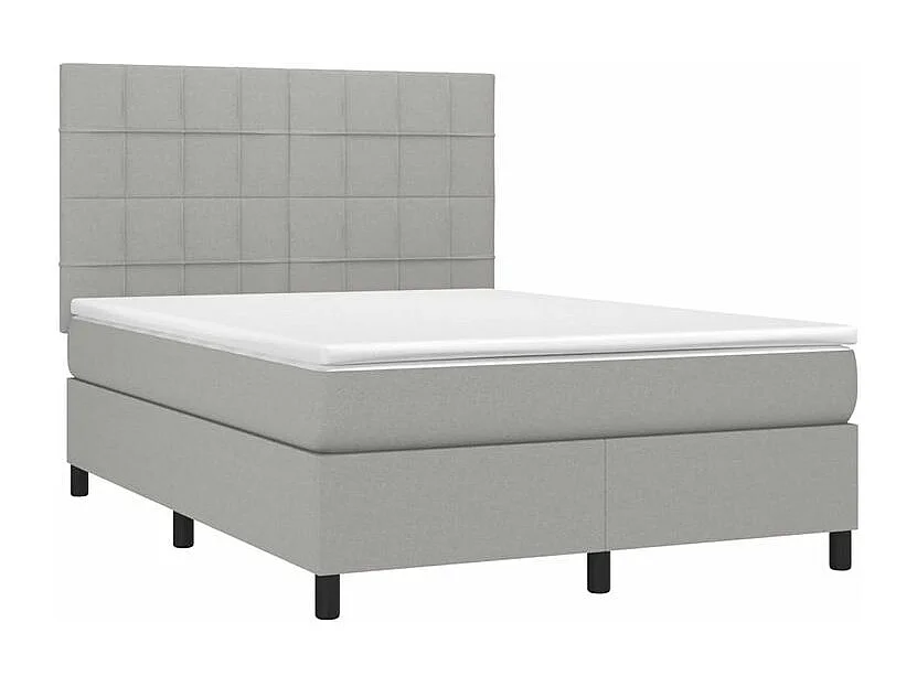 Sommier à lattes de lit et matelas et LED Gris clair 140x190
