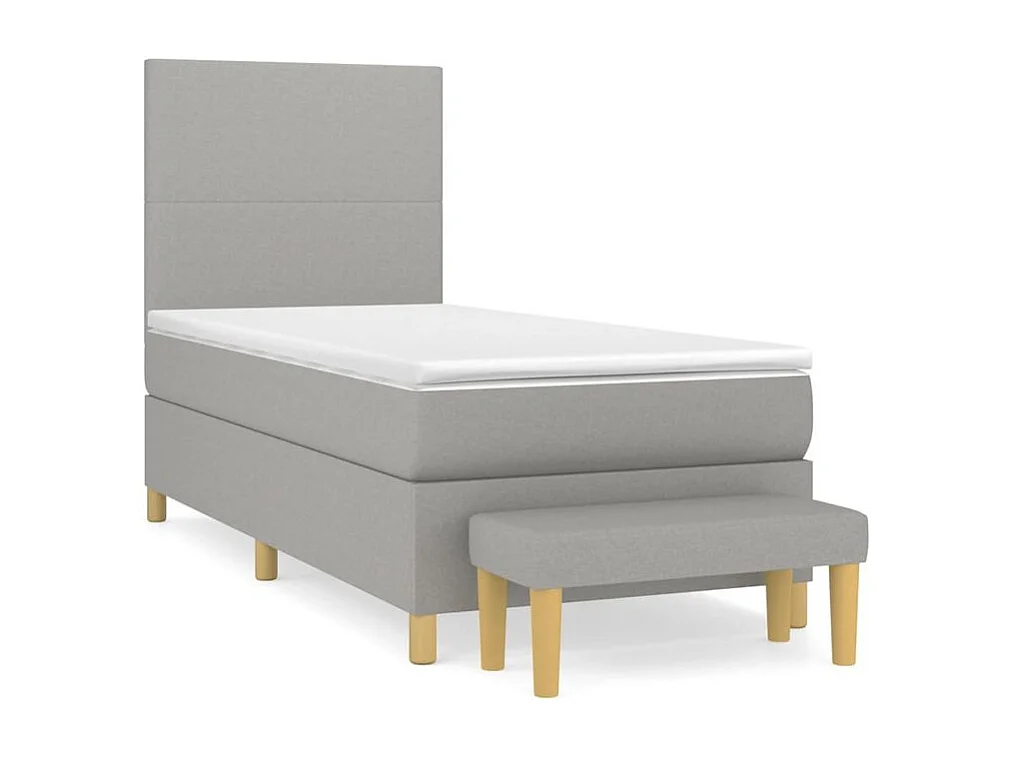 Sommier à lattes de lit avec matelas Gris clair 100x200 Tissu