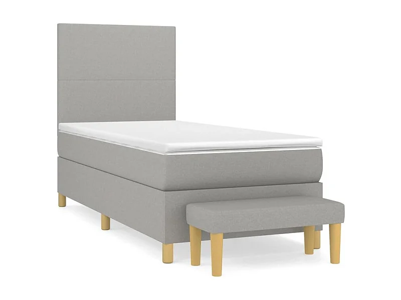 Sommier à lattes de lit avec matelas Gris clair 100x200 Tissu