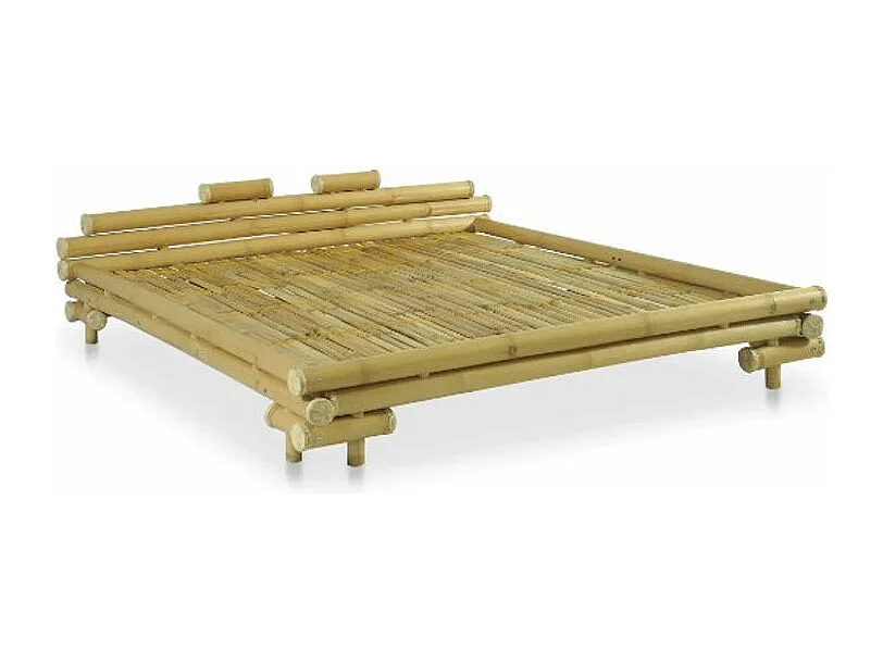 Lit adulte bambou et rotin clair Kyca 180x200