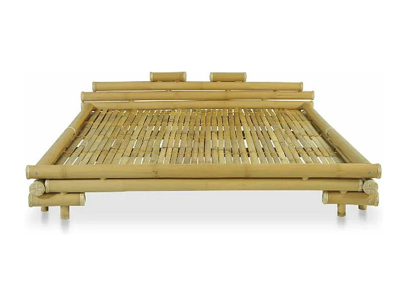 Lit adulte bambou et rotin clair Kyca 180x200