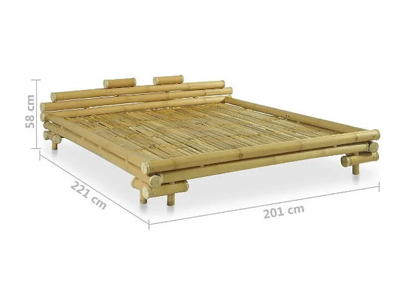 Lit adulte bambou et rotin clair Kyca 180x200