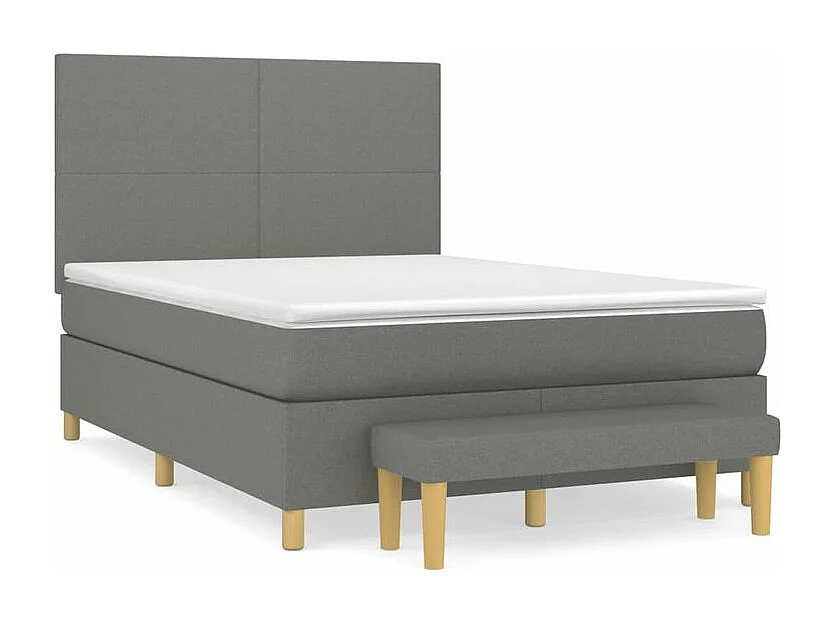Sommier à lattes de lit avec matelas Gris foncé 140x200 Tissu