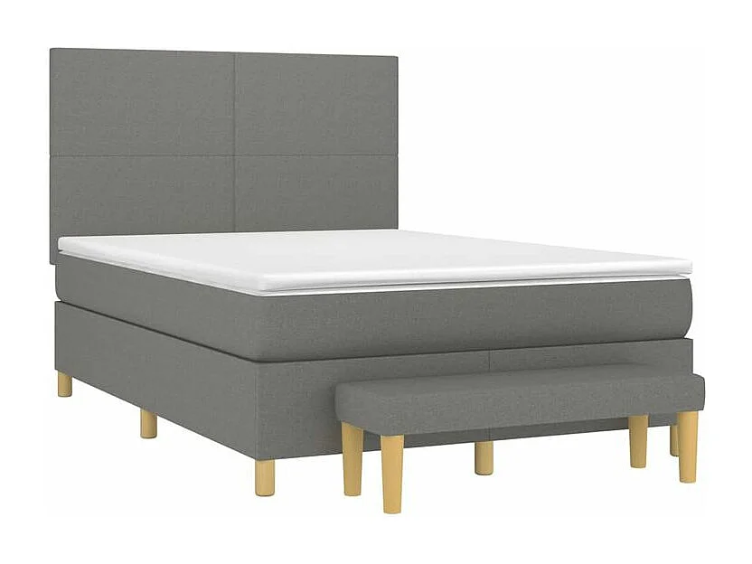 Sommier à lattes de lit avec matelas Gris foncé 140x200 Tissu