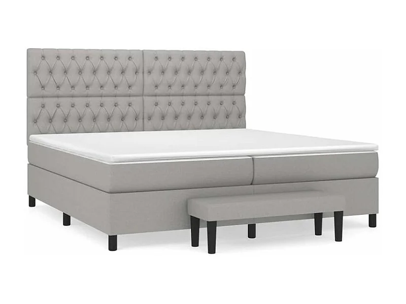 Sommier à lattes de lit avec matelas Gris clair 200x200 Tissu