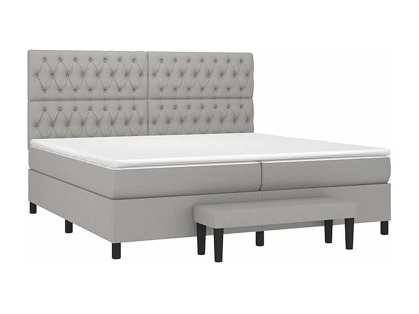 Sommier à lattes de lit avec matelas Gris clair 200x200 Tissu