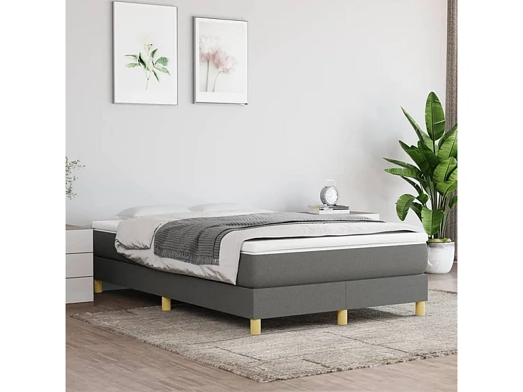 Sommier à lattes de lit avec matelas Gris foncé 120x200 Tissu