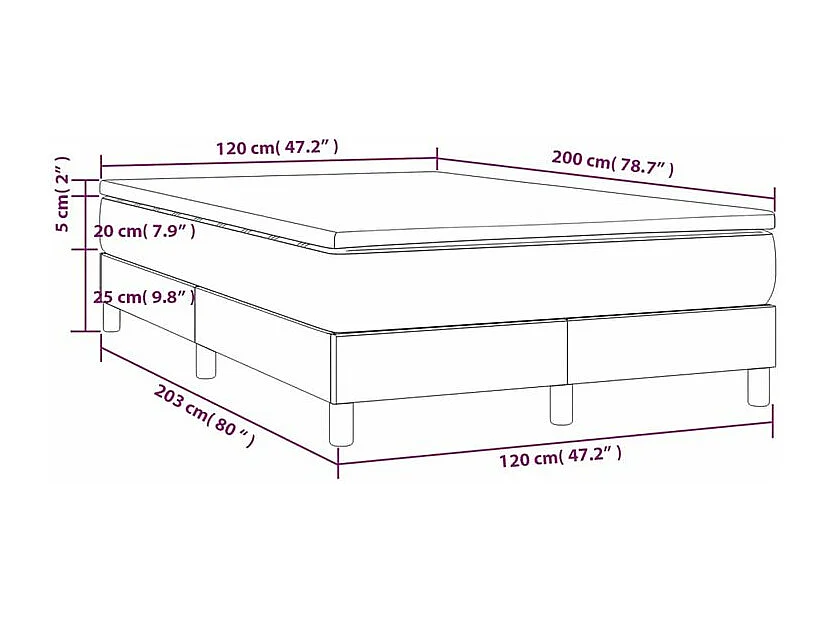 Sommier à lattes de lit avec matelas Gris foncé 120x200 Tissu