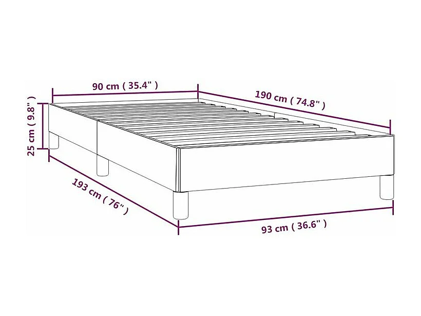 Cadre de lit Gris 90x190 Similicuir