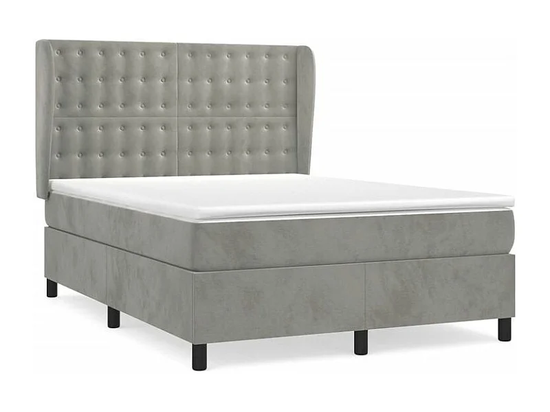 Sommier à lattes de lit et matelas Gris clair 140x190 Velours