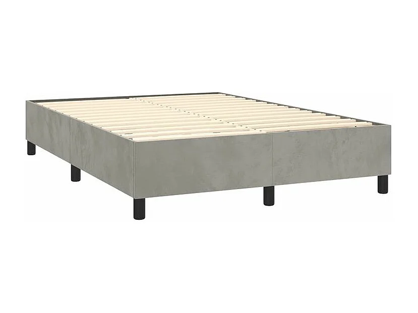 Sommier à lattes de lit et matelas Gris clair 140x190 Velours