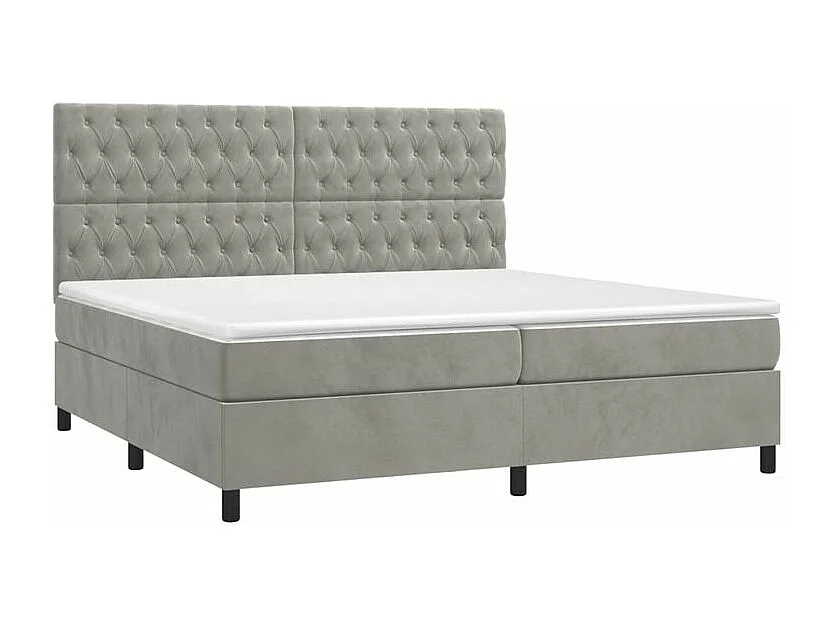Sommier à lattes de lit matelas et LED Gris clair 200x200