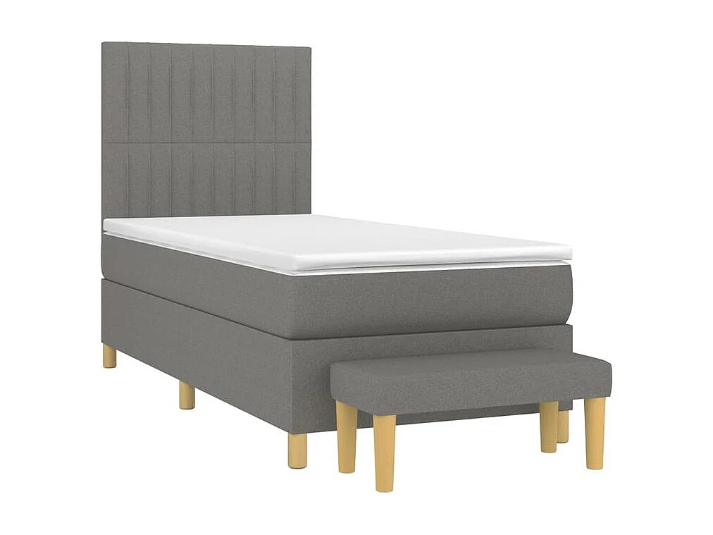 Sommier à lattes de lit avec matelas Gris foncé 90x200 Tissu