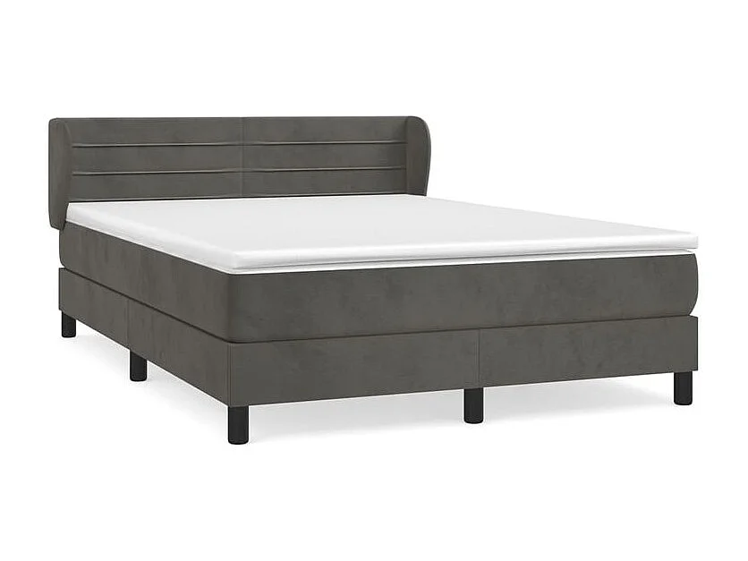 Sommier à lattes de lit et matelas Gris foncé 140x190 Velours