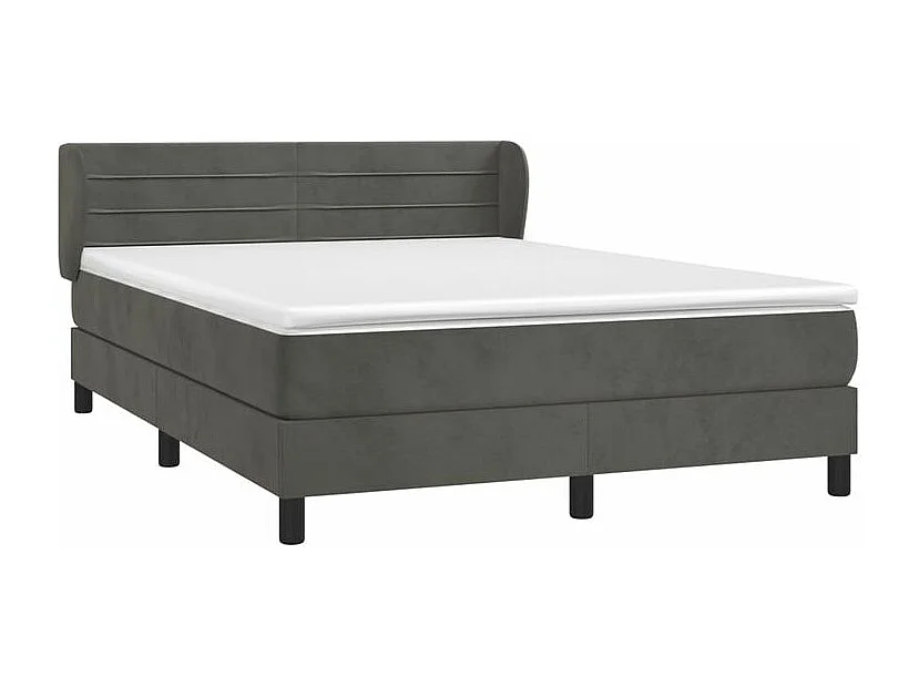 Sommier à lattes de lit et matelas Gris foncé 140x190 Velours