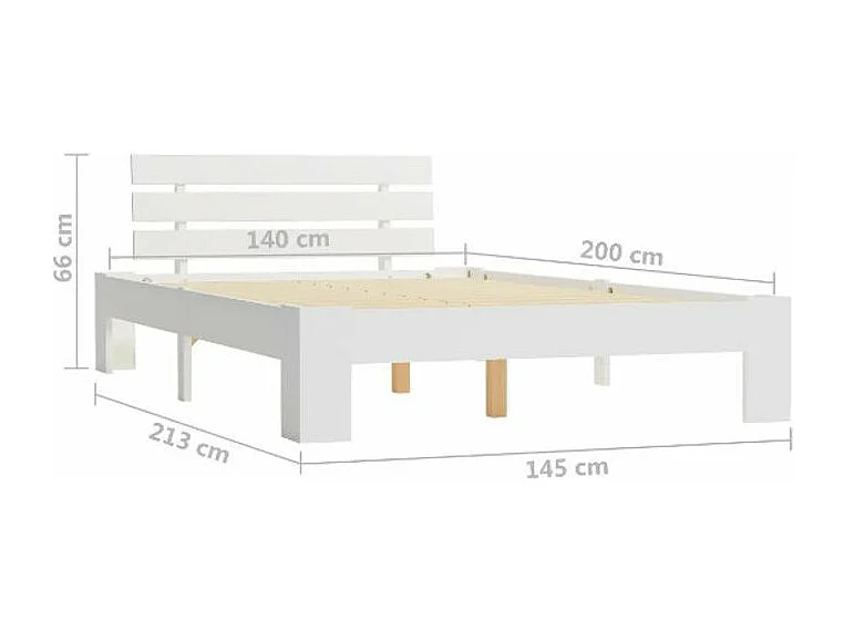 Lit adulte pin massif blanc Cozy 140x200