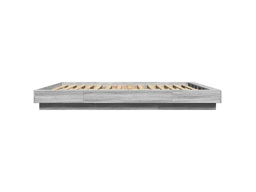 Cadre de lit avec lumières LED sonoma gris 160x200