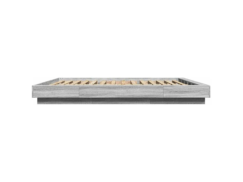 Cadre de lit avec lumières LED sonoma gris 160x200