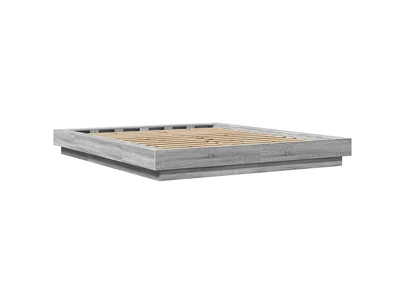 Cadre de lit avec lumières LED sonoma gris 160x200