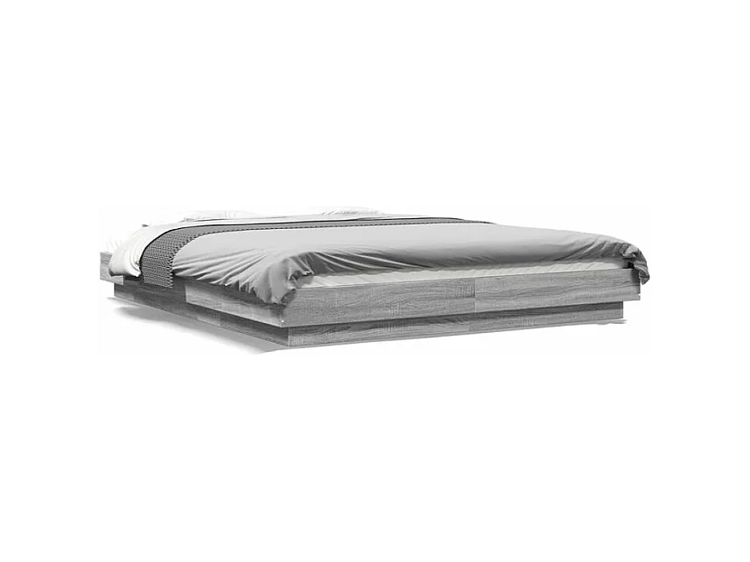 Cadre de lit avec lumières LED sonoma gris 160x200