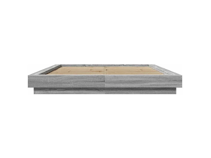 Cadre de lit avec lumières LED sonoma gris 160x200