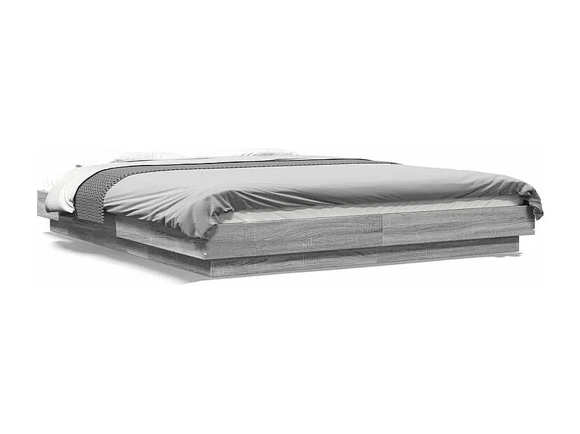 Cadre de lit avec lumières LED sonoma gris 160x200