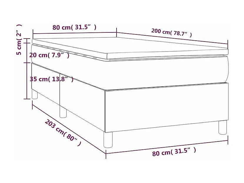 Sommier à lattes de lit avec matelas Gris clair 80x200 Tissu