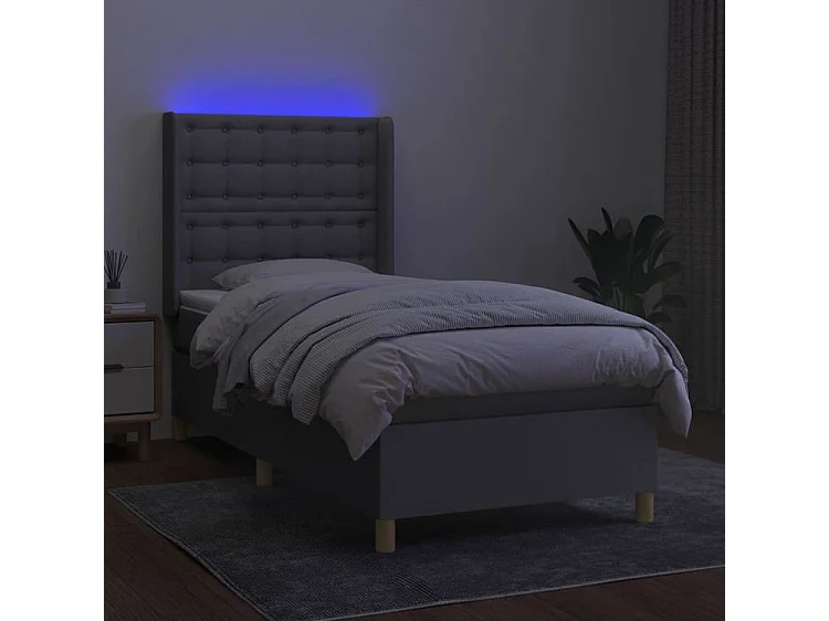 Sommier à lattes de lit matelas LED Gris clair 90x190 Tissu