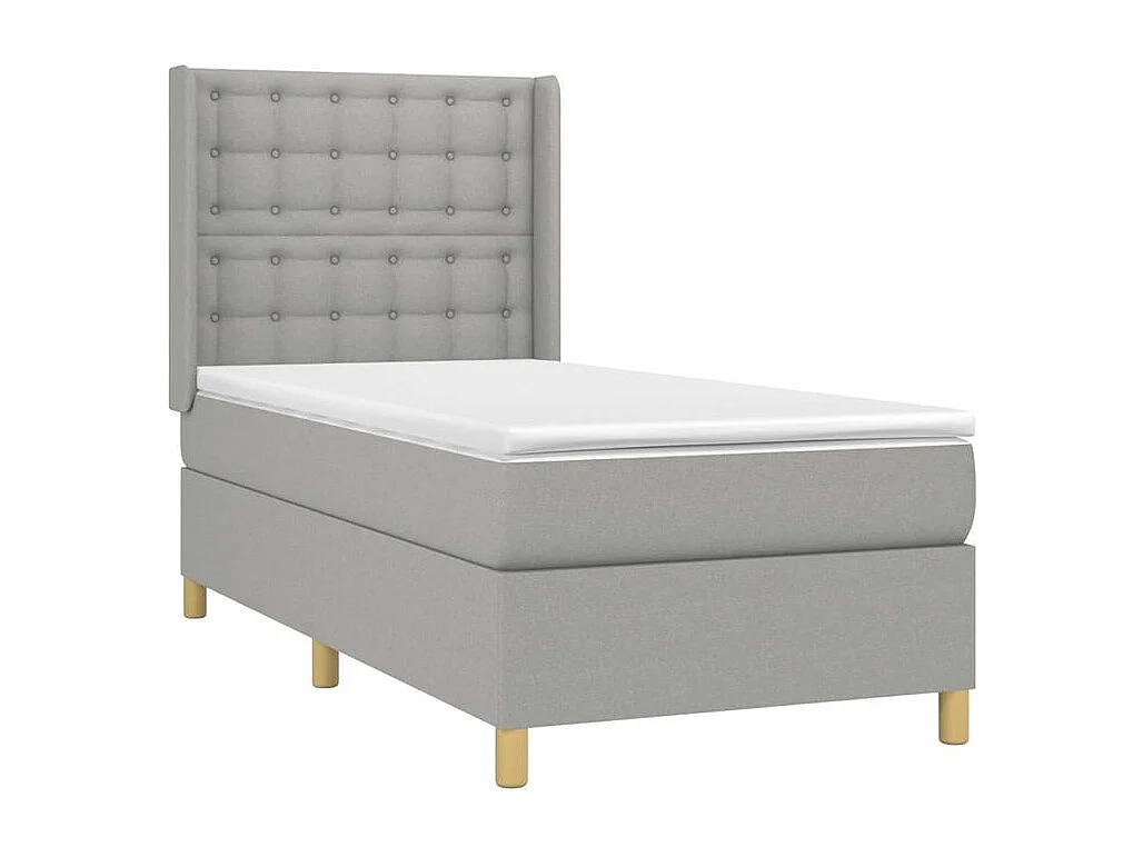 Sommier à lattes de lit matelas LED Gris clair 90x190 Tissu