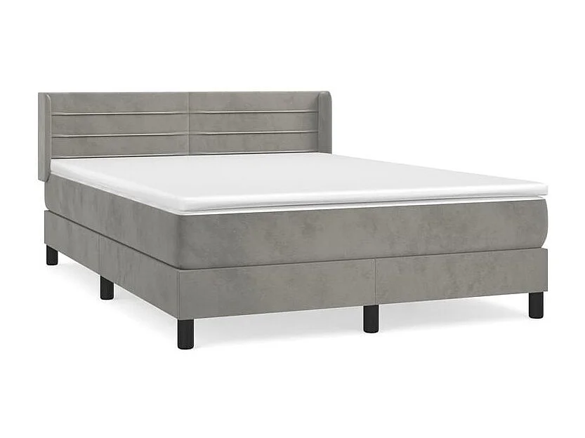 Sommier à lattes de lit et matelas Gris clair 140x200 Velours