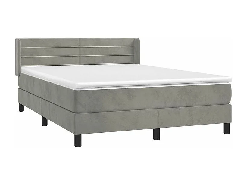 Sommier à lattes de lit et matelas Gris clair 140x200 Velours