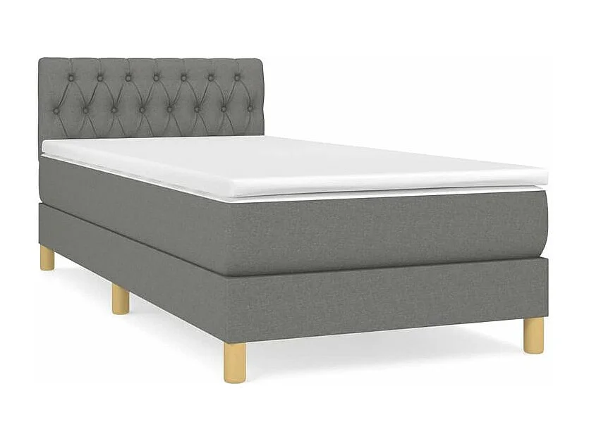 Sommier à lattes de lit avec matelas Gris foncé 100x200 Tissu