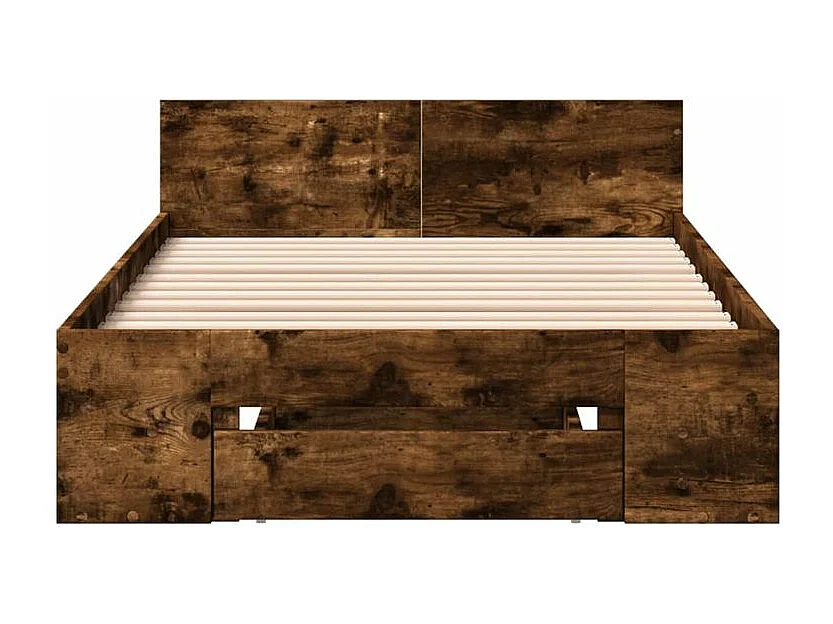 Cadre de lit et tiroir chêne fumé 75x190 bois d'ingénierie