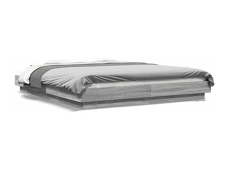 Cadre de lit avec lumières LED sonoma gris 150x200