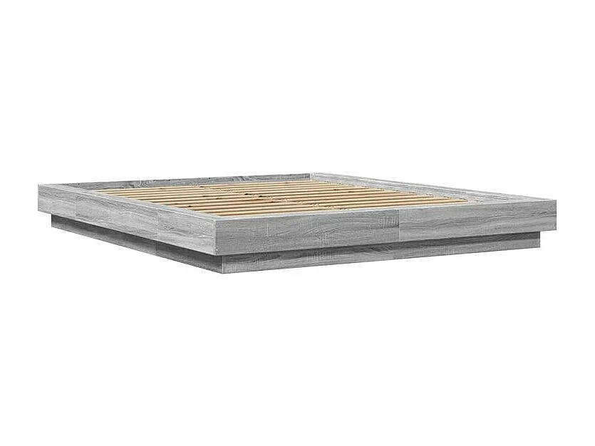 Cadre de lit avec lumières LED sonoma gris 150x200