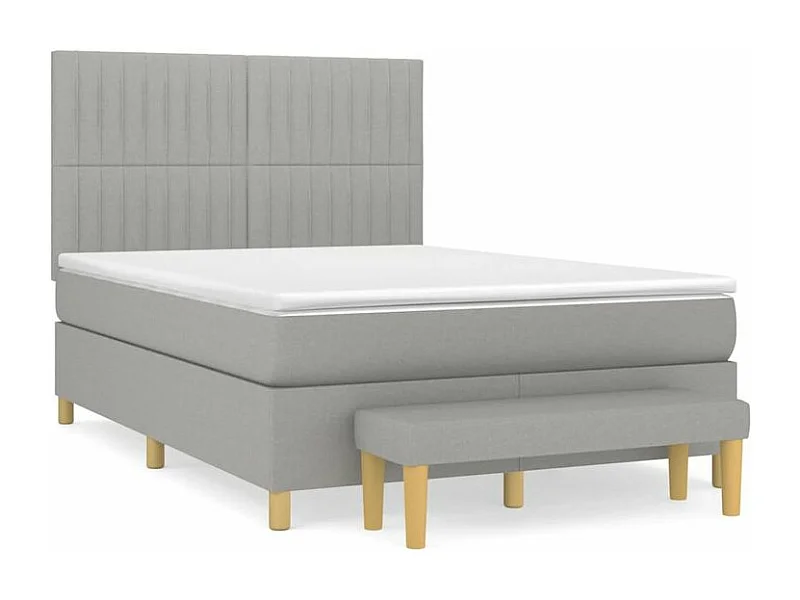 Sommier à lattes de lit avec matelas Gris clair 140x190 Tissu