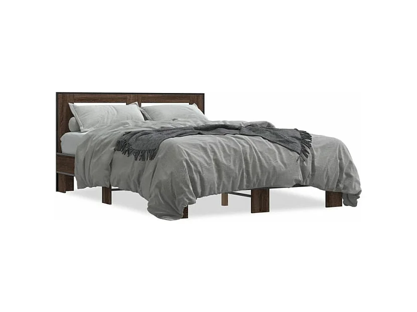 Cadre de lit chêne marron 120x200 bois d'ingénierie et métal
