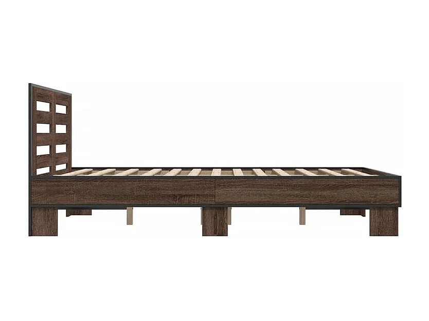 Cadre de lit chêne marron 120x200 bois d'ingénierie et métal