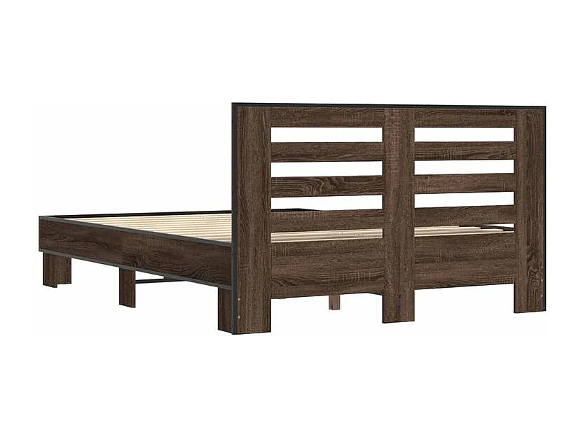 Cadre de lit chêne marron 120x200 bois d'ingénierie et métal